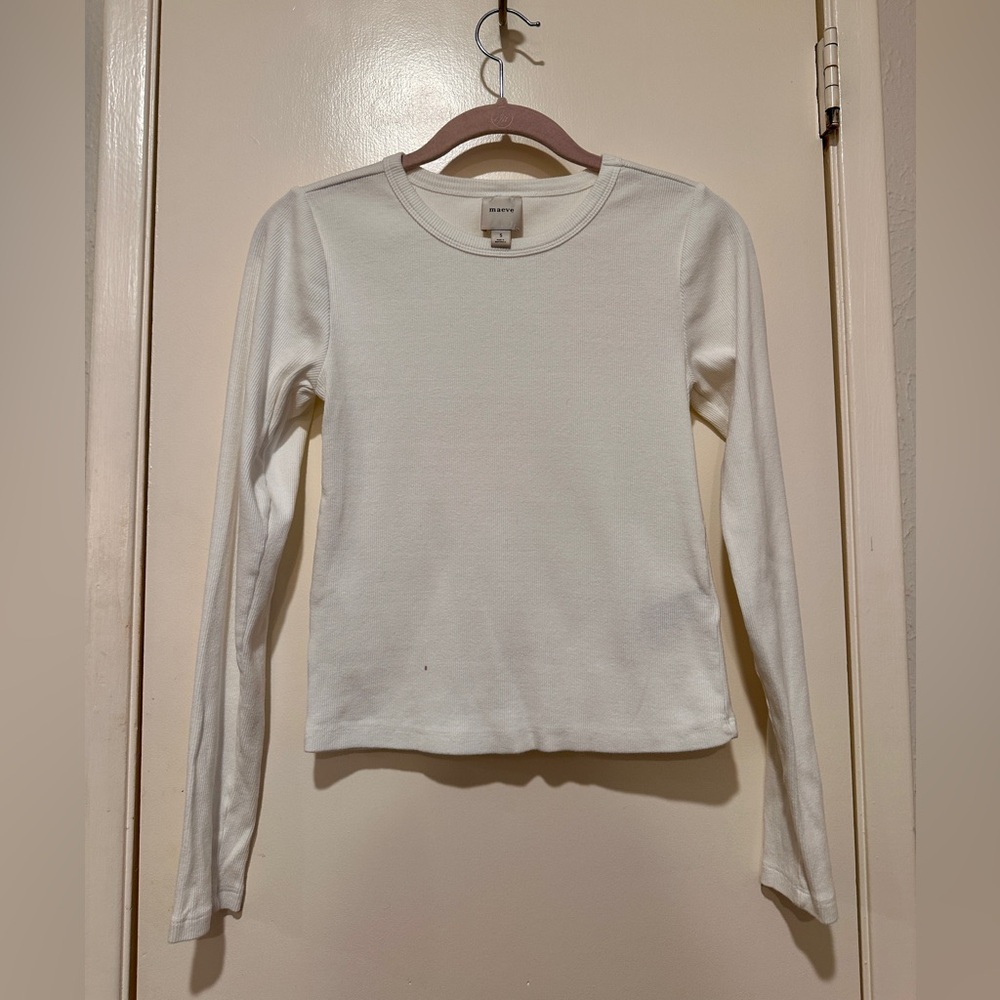 Maeve Ivory Ribbed Knit Top